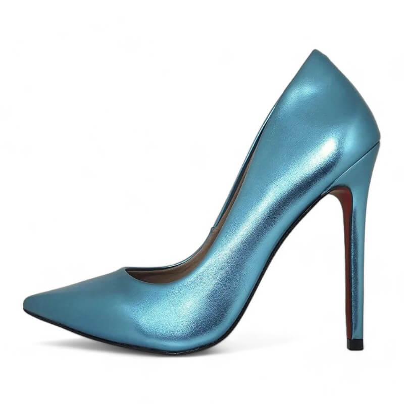Scarpin Brilhoso Salto Alto 12 cm Blue