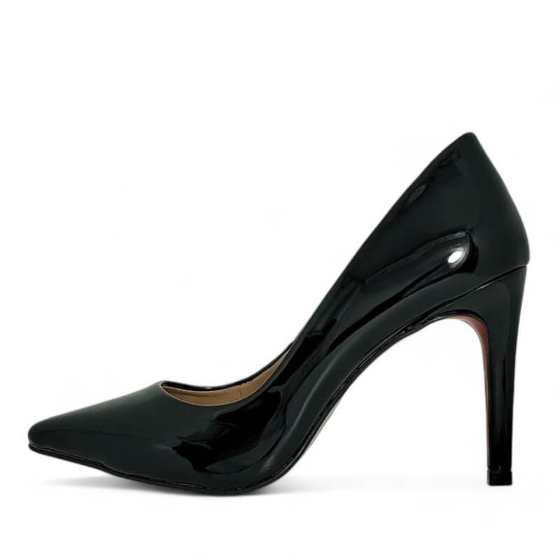 Scarpin Preto 10 cm Sola Vermelha Velvet - Samoroski™
