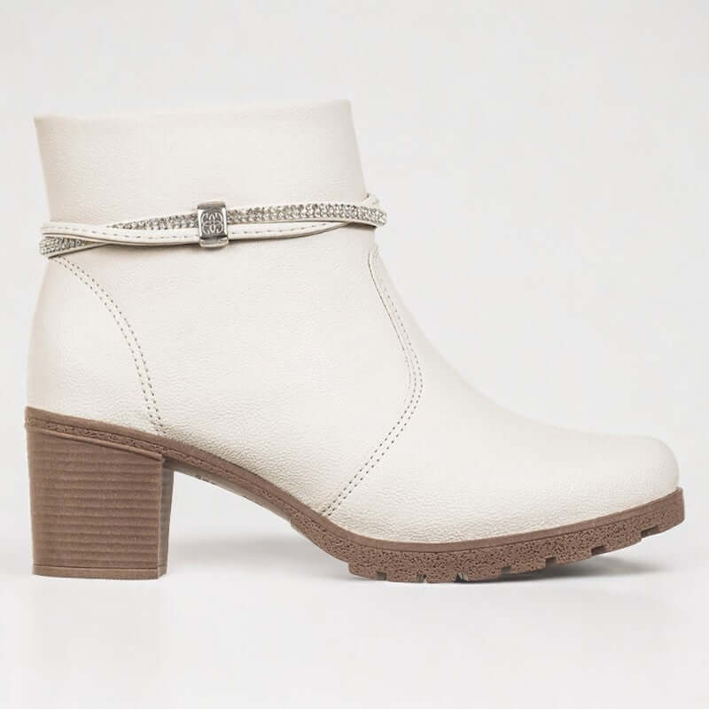 Bota Feminina de Couro Branco Gabriela