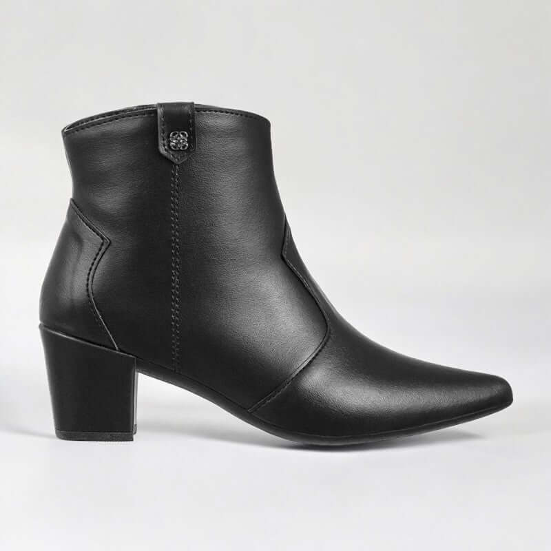 Bota Feminina de Couro Preto Valentina