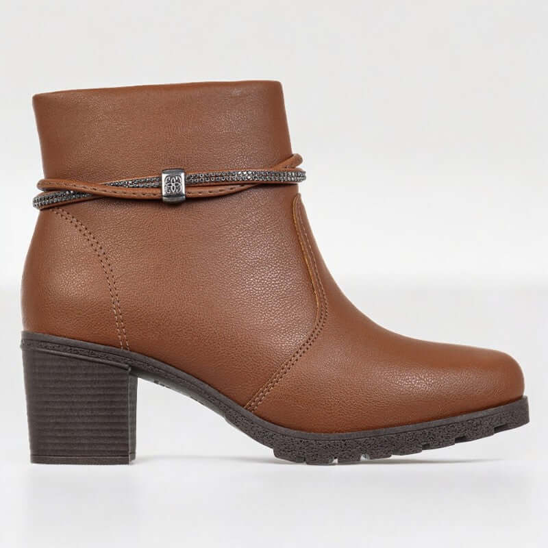 Bota Feminina de Couro Marrom Gabriela