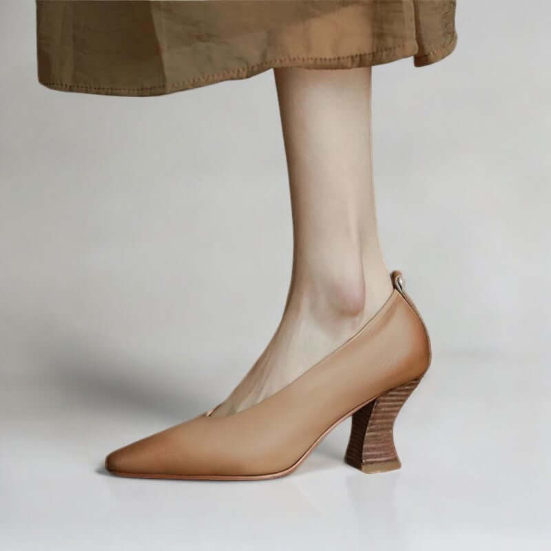 Scarpin Feminino Salto Bloco Apricot Madalena