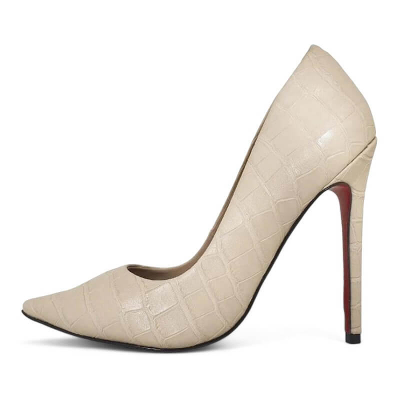 Scarpin Rosê Croco Verniz Salto Alto 12 cm