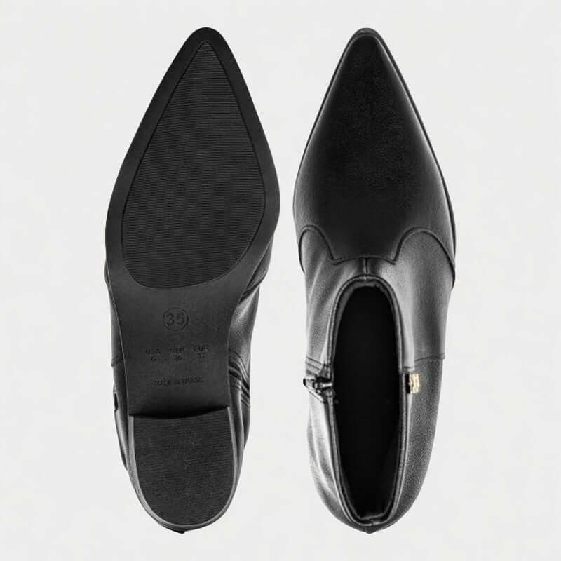 Bota Feminina de Couro Preto Sofia