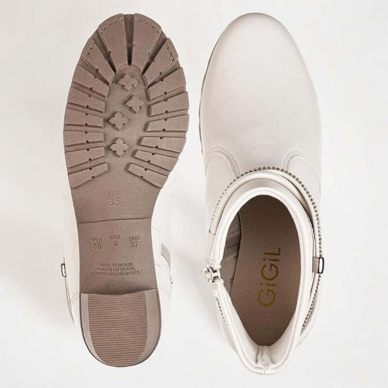 Bota Feminina de Couro Branco Gabriela