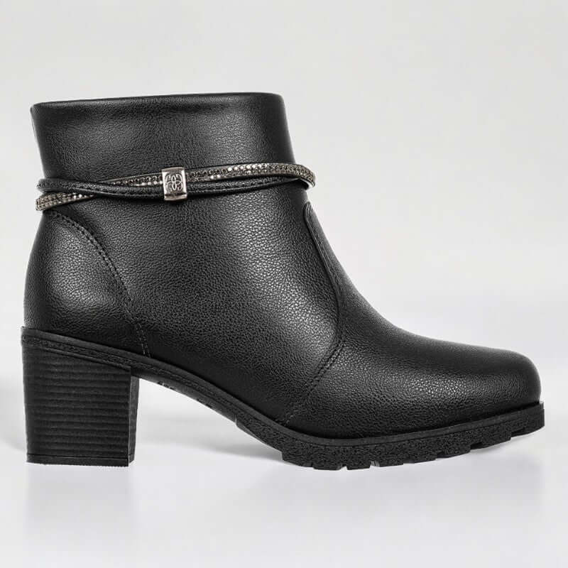 Bota Feminina de Couro Preto Gabriela