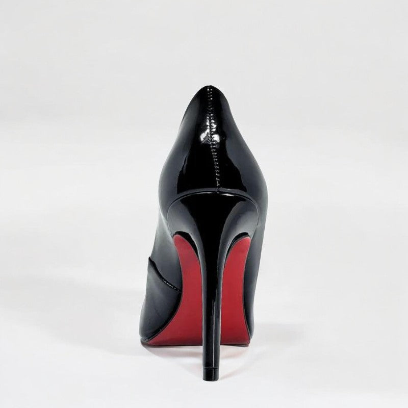 Scarpin Preto Salto 10 cm Sola Vermelha Velvet - Samoroski™