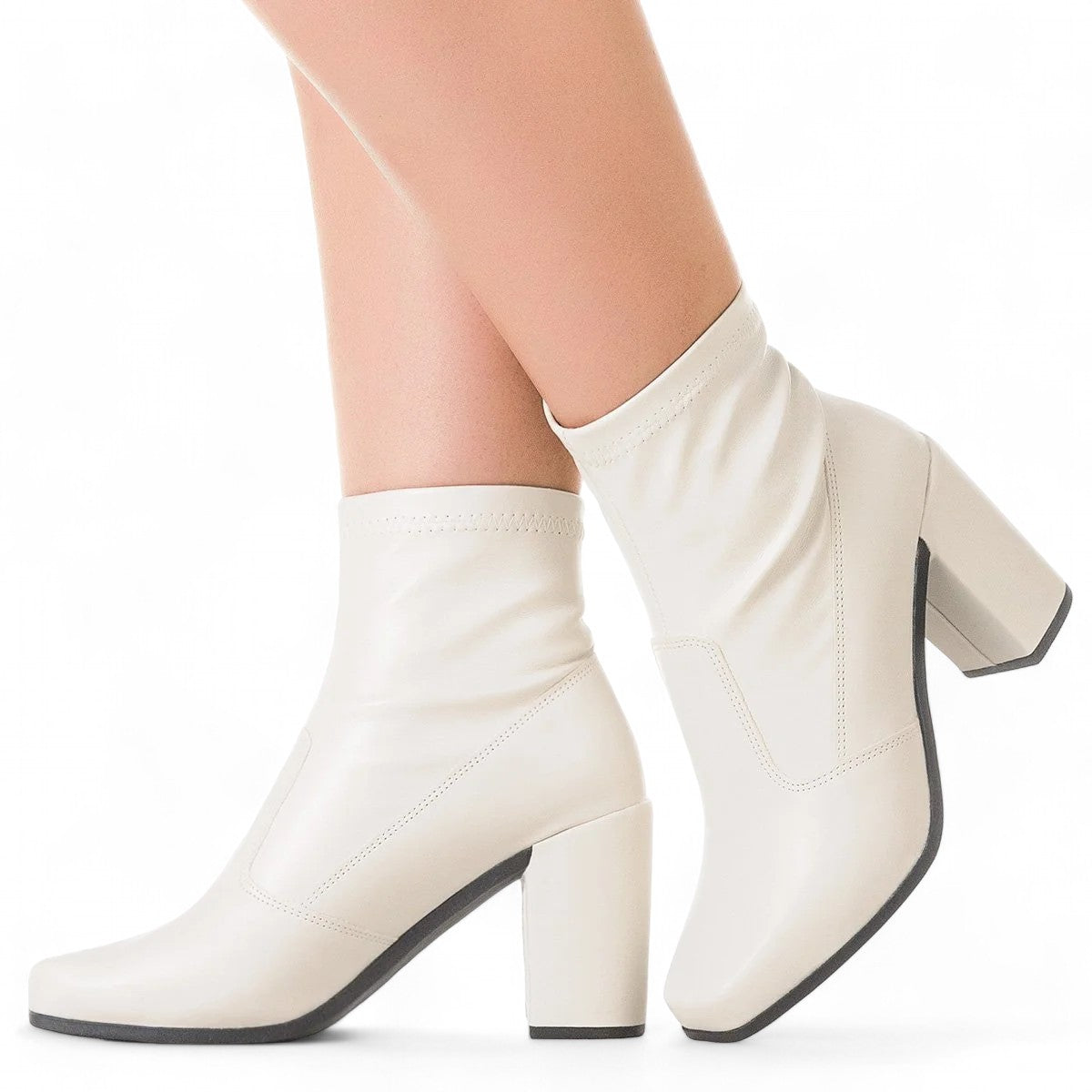 Bota Feminina Salto Grosso White Bruna