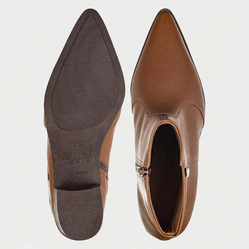 Bota Feminina de Couro Marrom Sofia