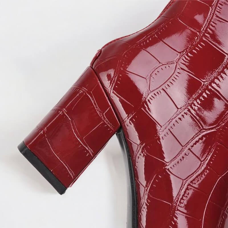 Bota Feminina Vermelho Croco Lívia