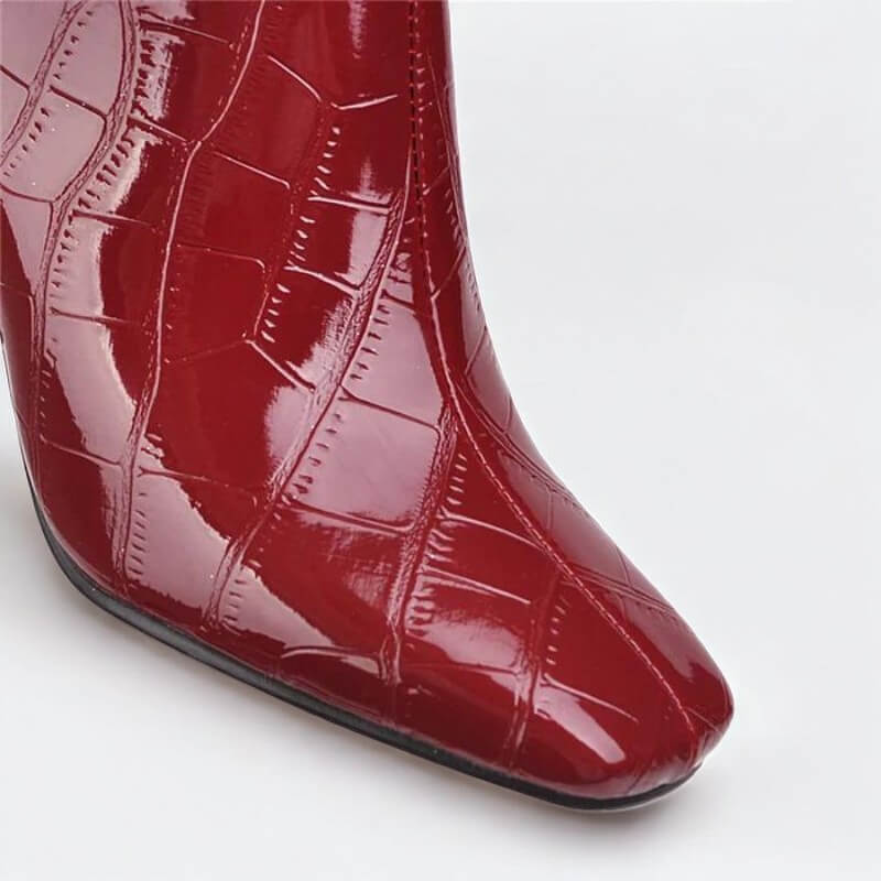 Bota Feminina Vermelho Croco Lívia