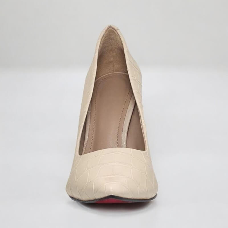 Scarpin Rosê Croco Verniz Salto Alto 12 cm