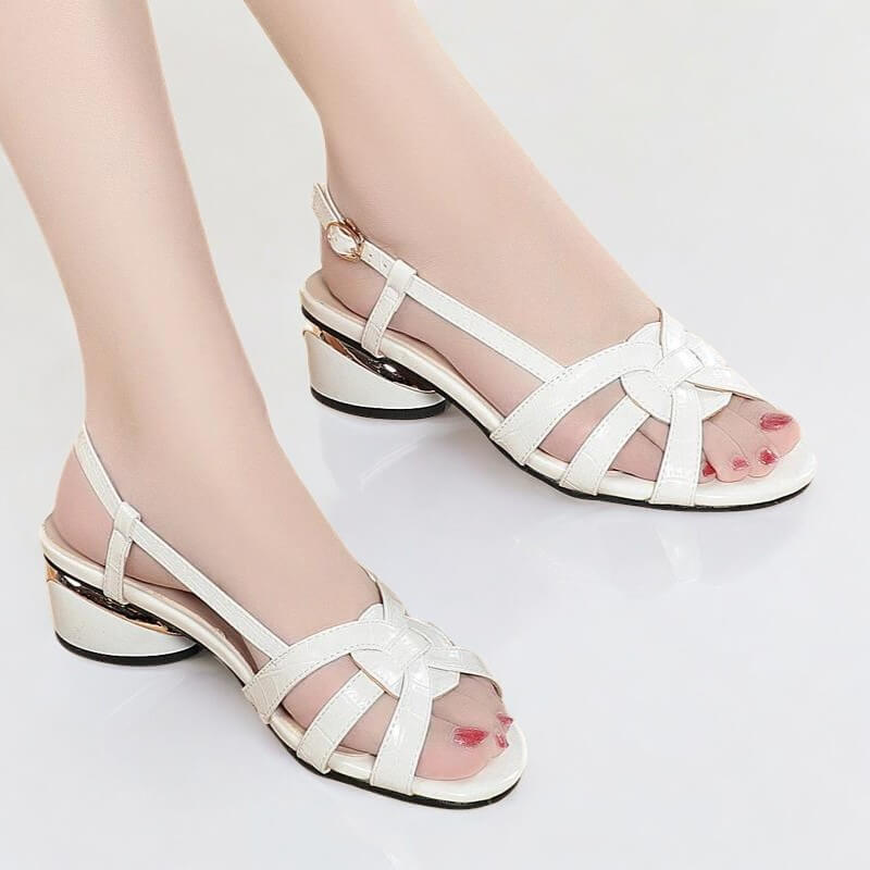 Sandália Feminina De Couro Branco Bianca