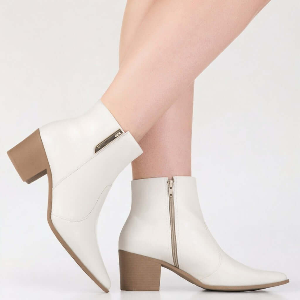 Bota Feminina de Couro White Sofia