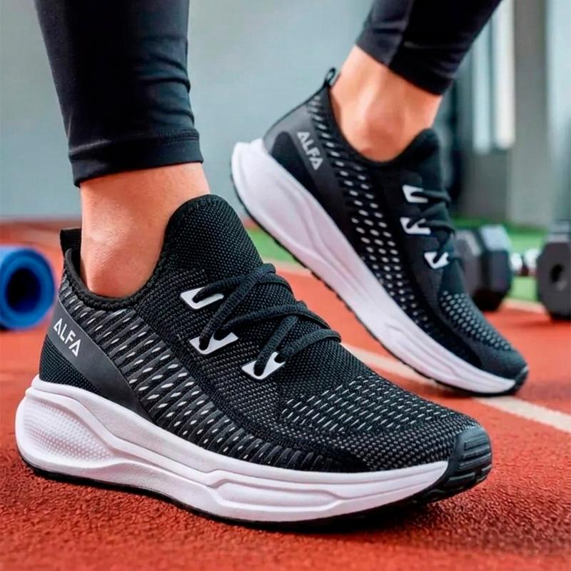 Tênis ALFA Running Feminino preto - academia lateral
