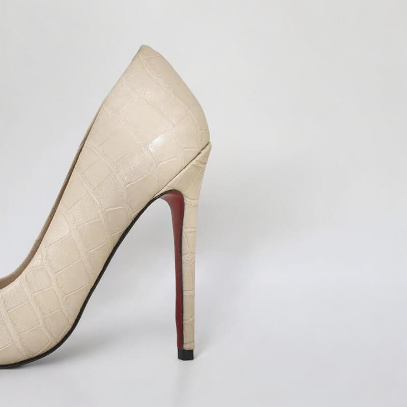 Scarpin Rosê Croco Verniz Salto Alto 12 cm