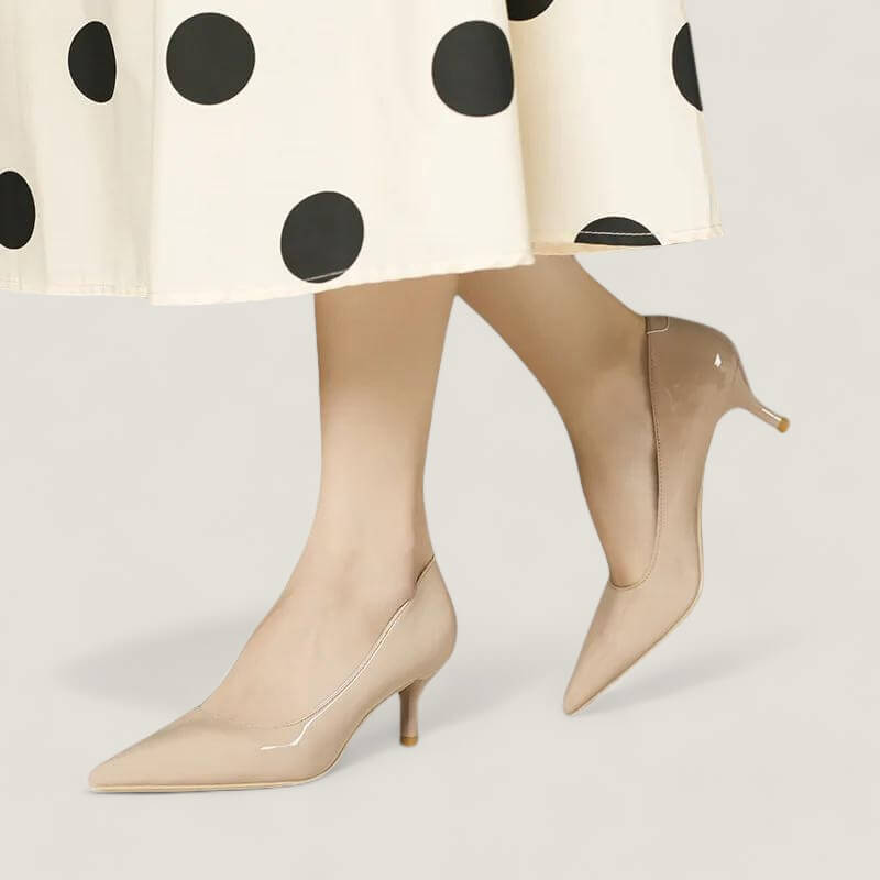 Scarpin Feminino Bege Brilhoso Salto 5cm