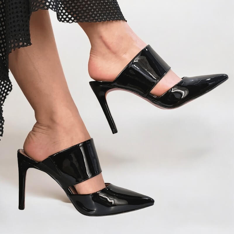 Mule Feminino Preto Salto 10cm Velvet