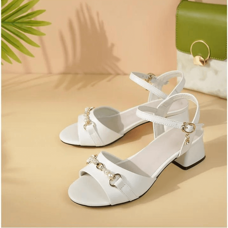 Sandália Feminina de Couro Branco Helena