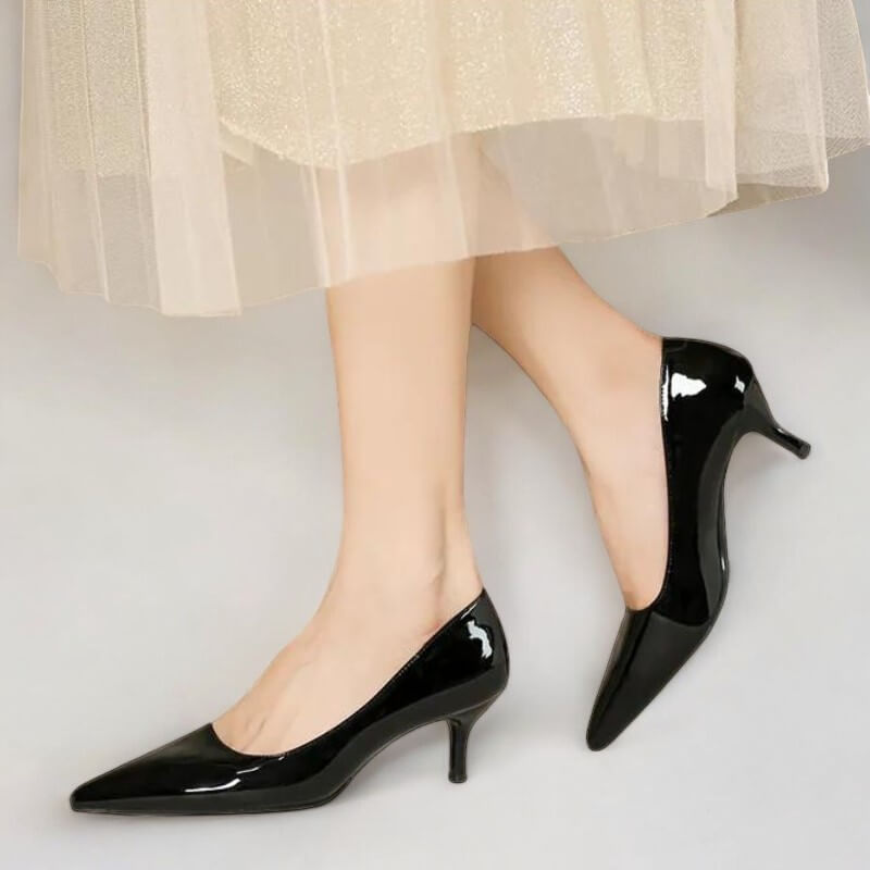 Scarpin Feminino Preto Brilhoso Salto 5cm