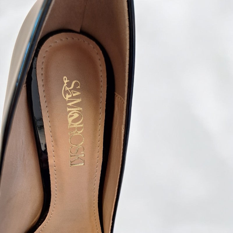 Scarpin Preto Salto 10 cm Sola Vermelha Velvet - Samoroski™