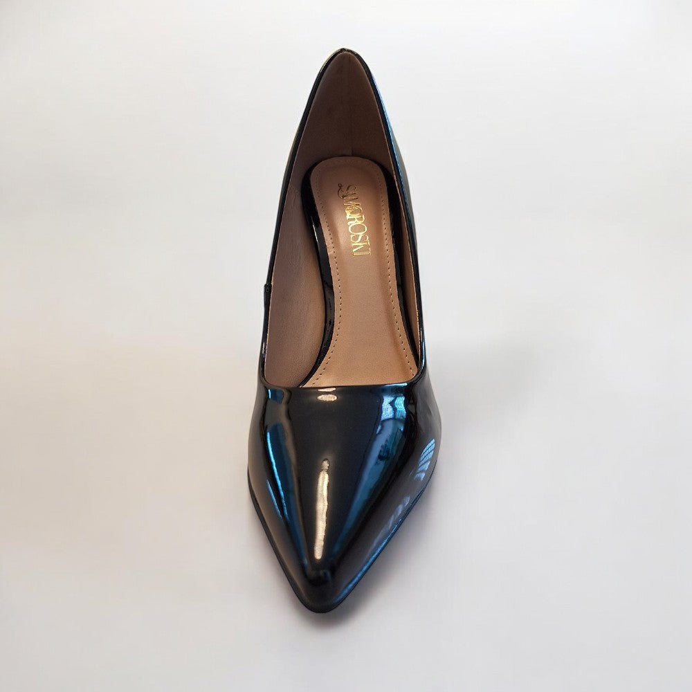 Scarpin Preto Salto 10 cm Sola Vermelha Velvet - Samoroski™