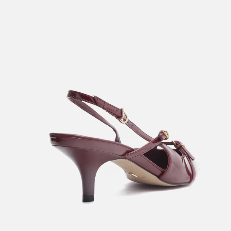 Slingback Feminino de Couro Cereja