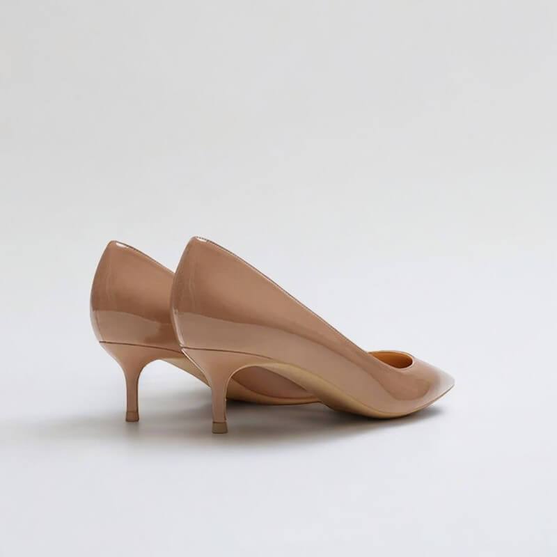 Scarpin Feminino Bege Brilhoso Salto 5cm