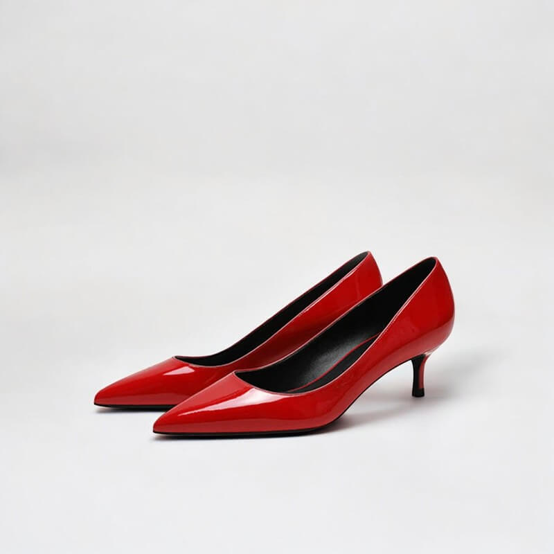 Scarpin Feminino Vermelho Brilhoso Salto 5cm