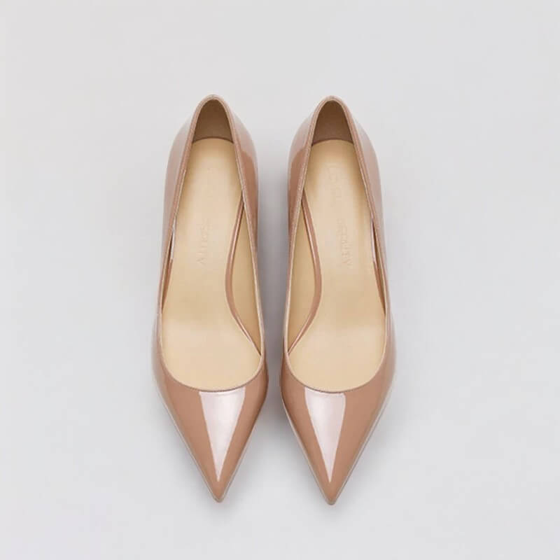 Scarpin Feminino Bege Brilhoso Salto 5cm