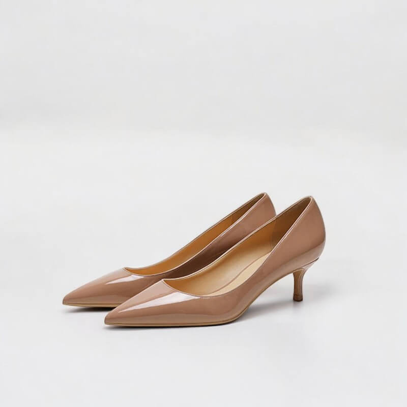 Scarpin Feminino Bege Brilhoso Salto 5cm