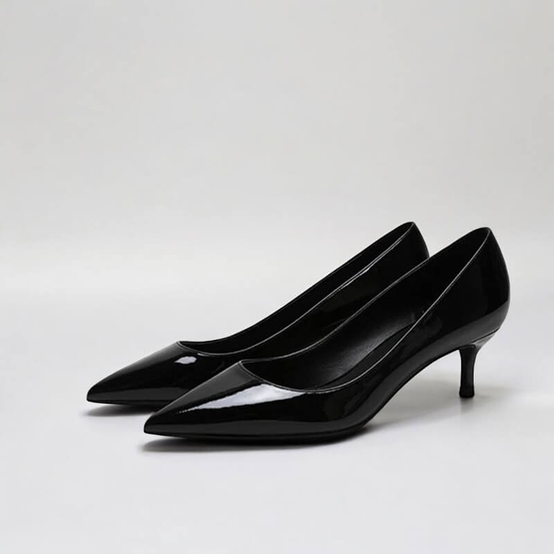Scarpin Feminino Preto Brilhoso Salto 5cm