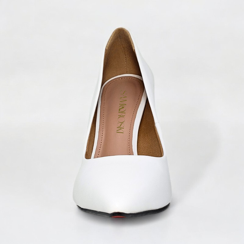 Scarpin Branco Fosco Salto 11 cm Emma - Samoroski™