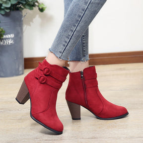 Bota Feminina Camurça Vermelho Luiza