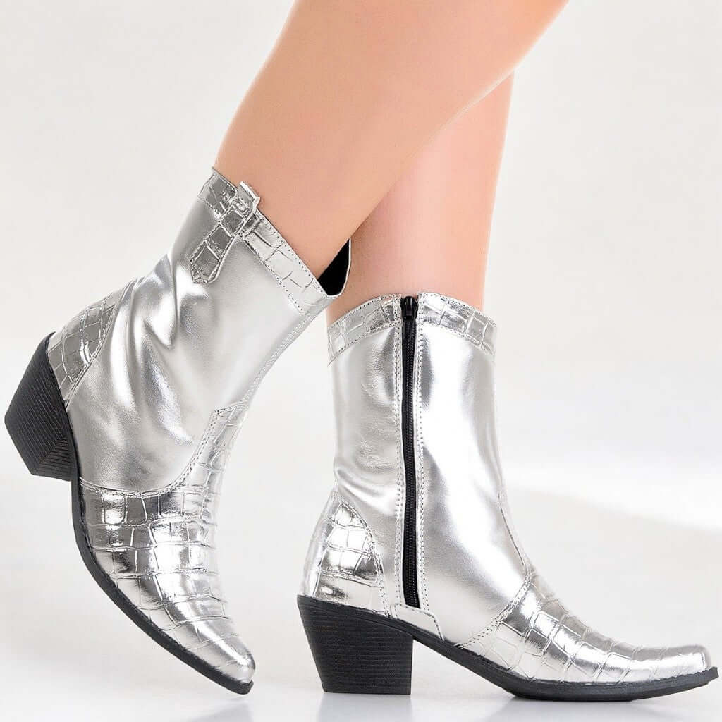 Bota Feminina Texana Prateada