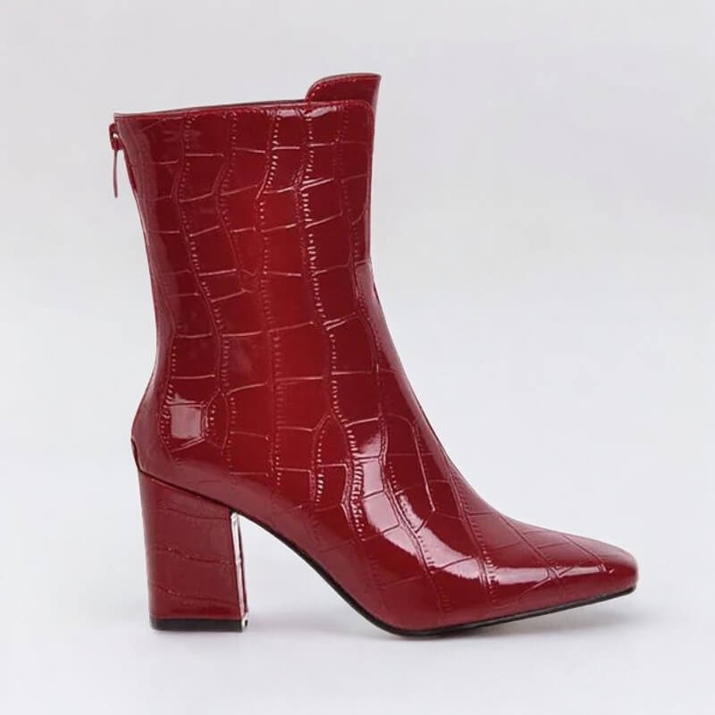 Bota Feminina Vermelho Croco Lívia