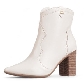Bota Feminina Salto Alto Branco Estela
