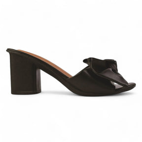 Sandália Feminina Preto Salto Bloco Flor
