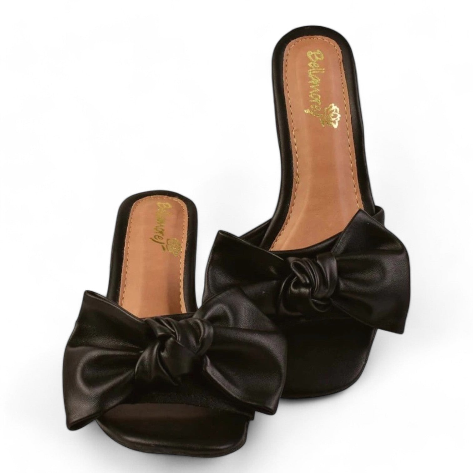Sandália Feminina Preto Salto Bloco Flor