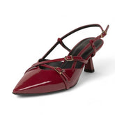 Slingback Feminino de Couro Cereja