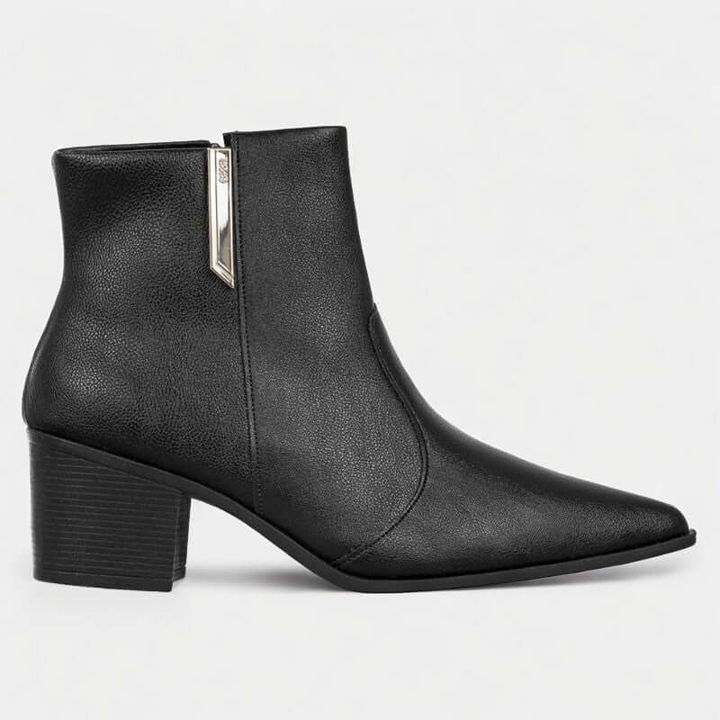 Bota Feminina de Couro Preto Sofia