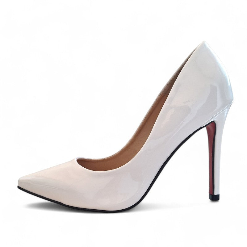 Scarpin Branco Brilhoso Salto 10 cm Emma - Samoroski™