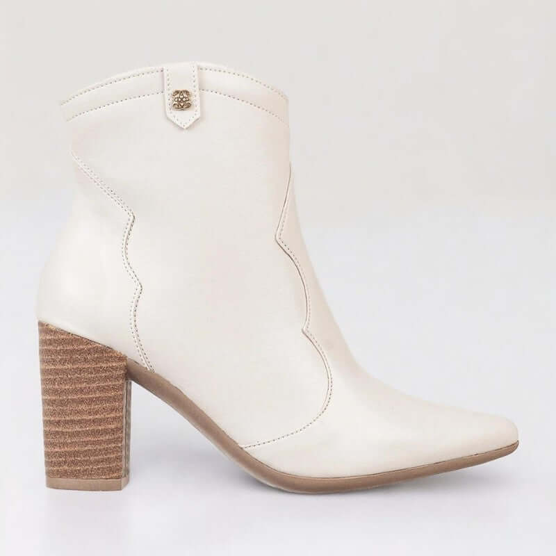 Bota Feminina Salto Alto Branco Estela