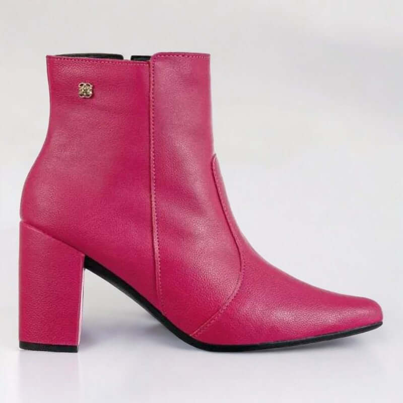 Bota Feminina de Couro Pink