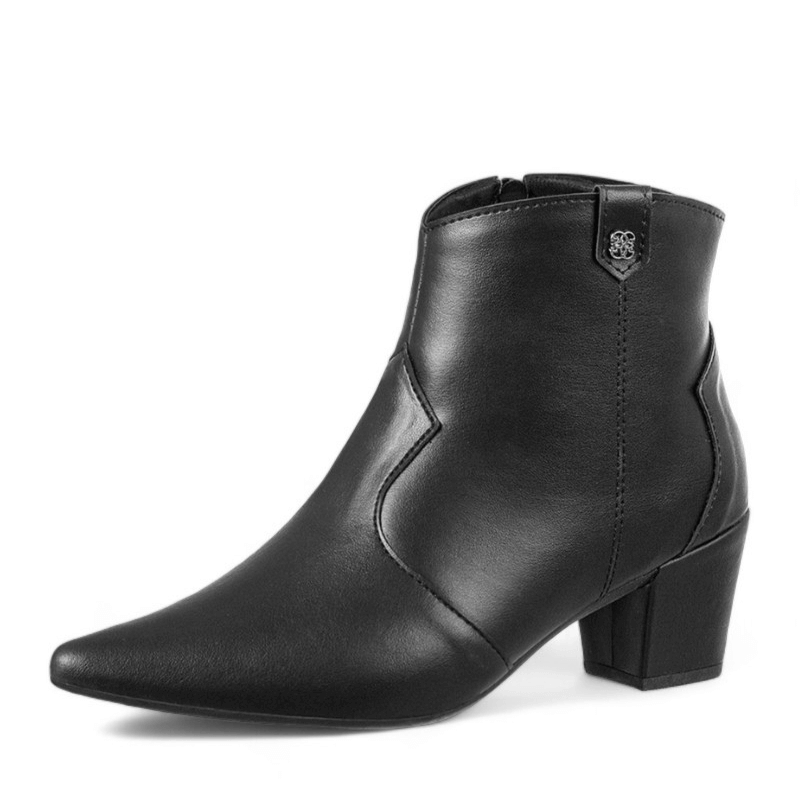 Bota Feminina de Couro Preto Valentina