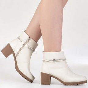 Bota Feminina de Couro Branco Gabriela