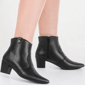 Bota Feminina de Couro Preto Valentina