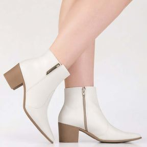 Bota Feminina de Couro White Sofia