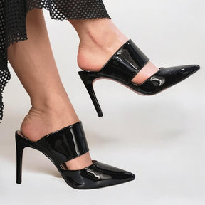 Mule Feminino Preto Salto 10cm Velvet