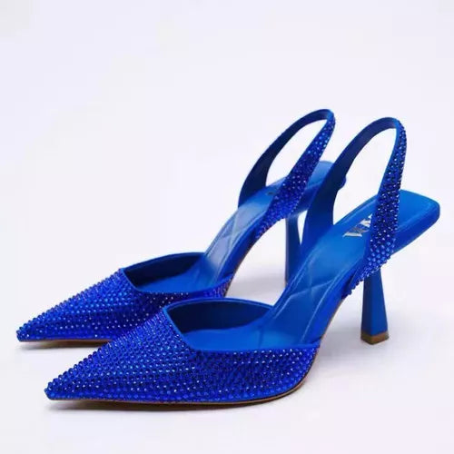 Scarpin Feminino Strass Arabella Azul